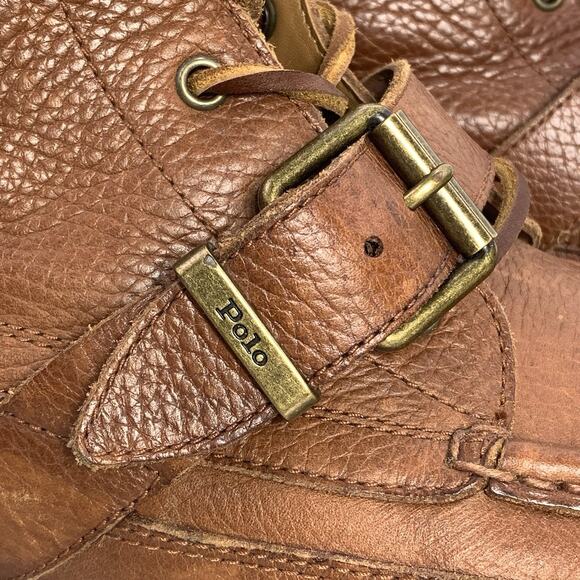 POLO RALPH LAUREN Country Ranger Boot 10.5 Brown Tumbled Leather Buckle EUC - Picture 8 of 11